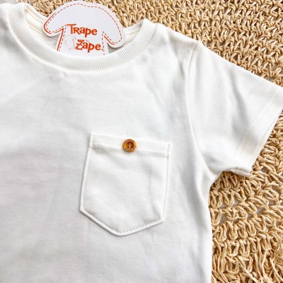  Conj. Camiseta com Bolsinho e Bermuda - Off White e Ferrugem